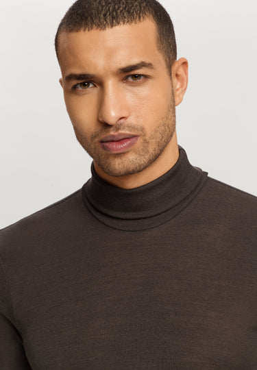 Woolen Silk M Thermal Turtleneck | Earthy Ink 73403-2147